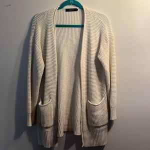 Long sleeve waffle knit open cardigan